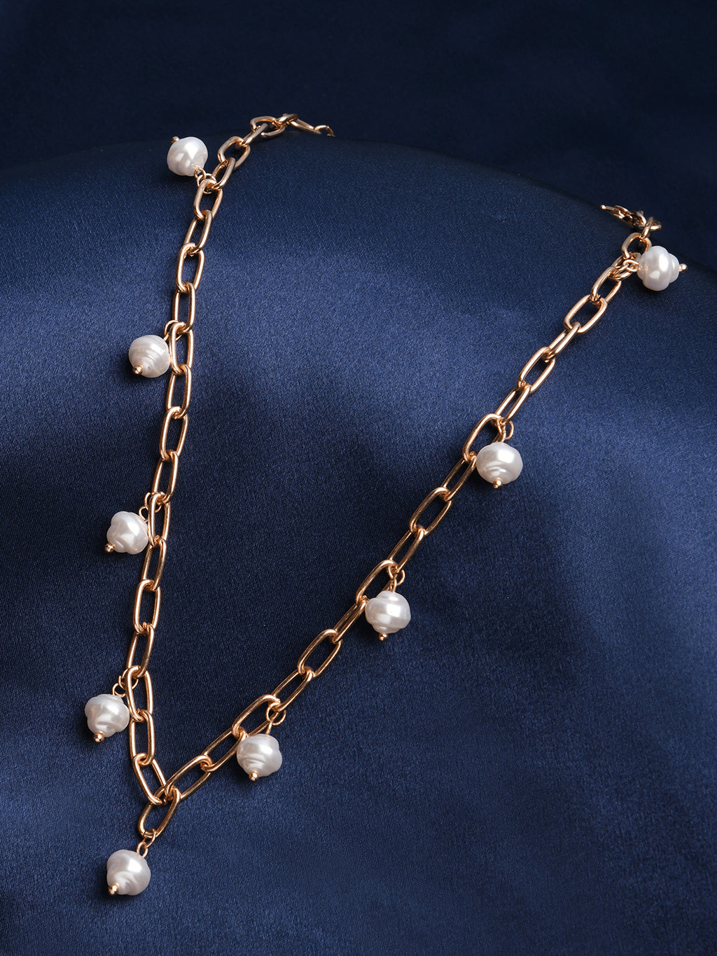 White Pearl Boom Link Necklace