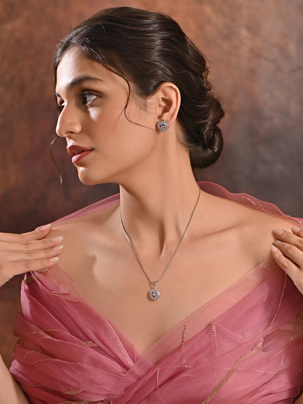 Women silver Plated Necklace and earrings set