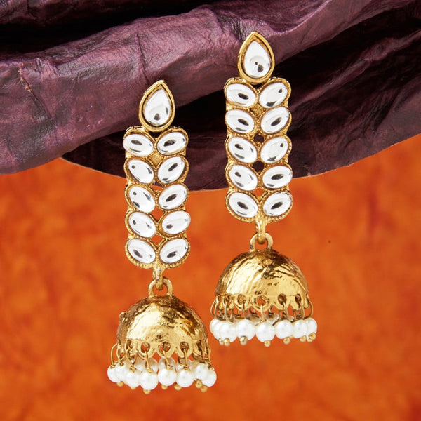 Kundan Gold Plated Leaf Jhumka Earring
