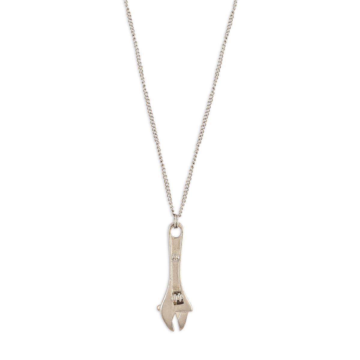 Men’s Silver-Tone Wrench Pendant Necklace