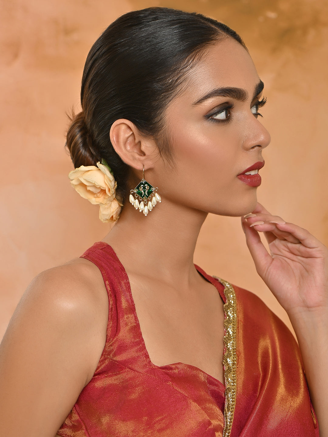 Rangrekha Meenakari Pearl Drops