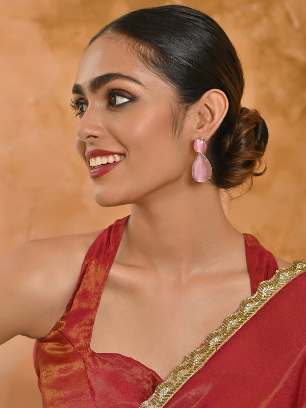 Gulbahaar AD Silver Bridal Drop Earrings