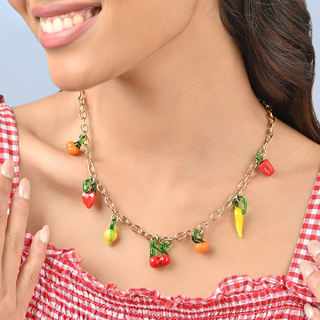 Tooty Fruity Veggie Pop Charm Necklace