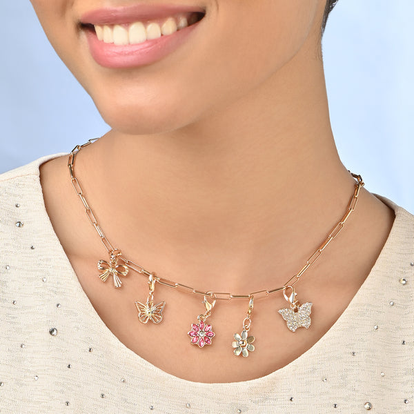 Butterfly, Bow & Floral Interchangable Multi-Charm Necklace