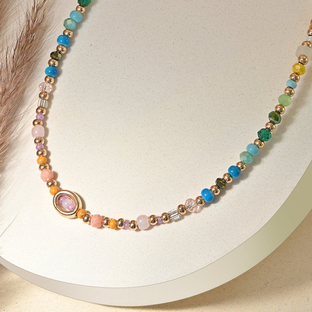 Golden Aura Multicolour Beaded Choker
