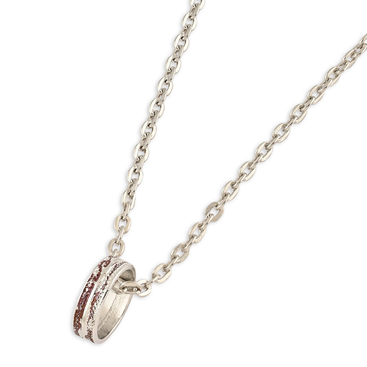 Men’s Silver-Tone Textured Band Pendant Necklace