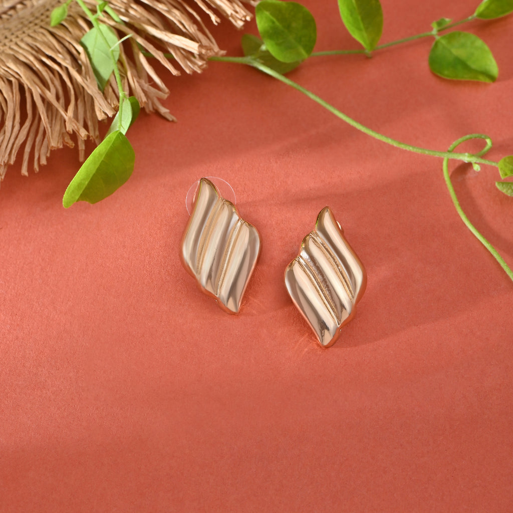 Gold Contemporary Stud Earrings Women
