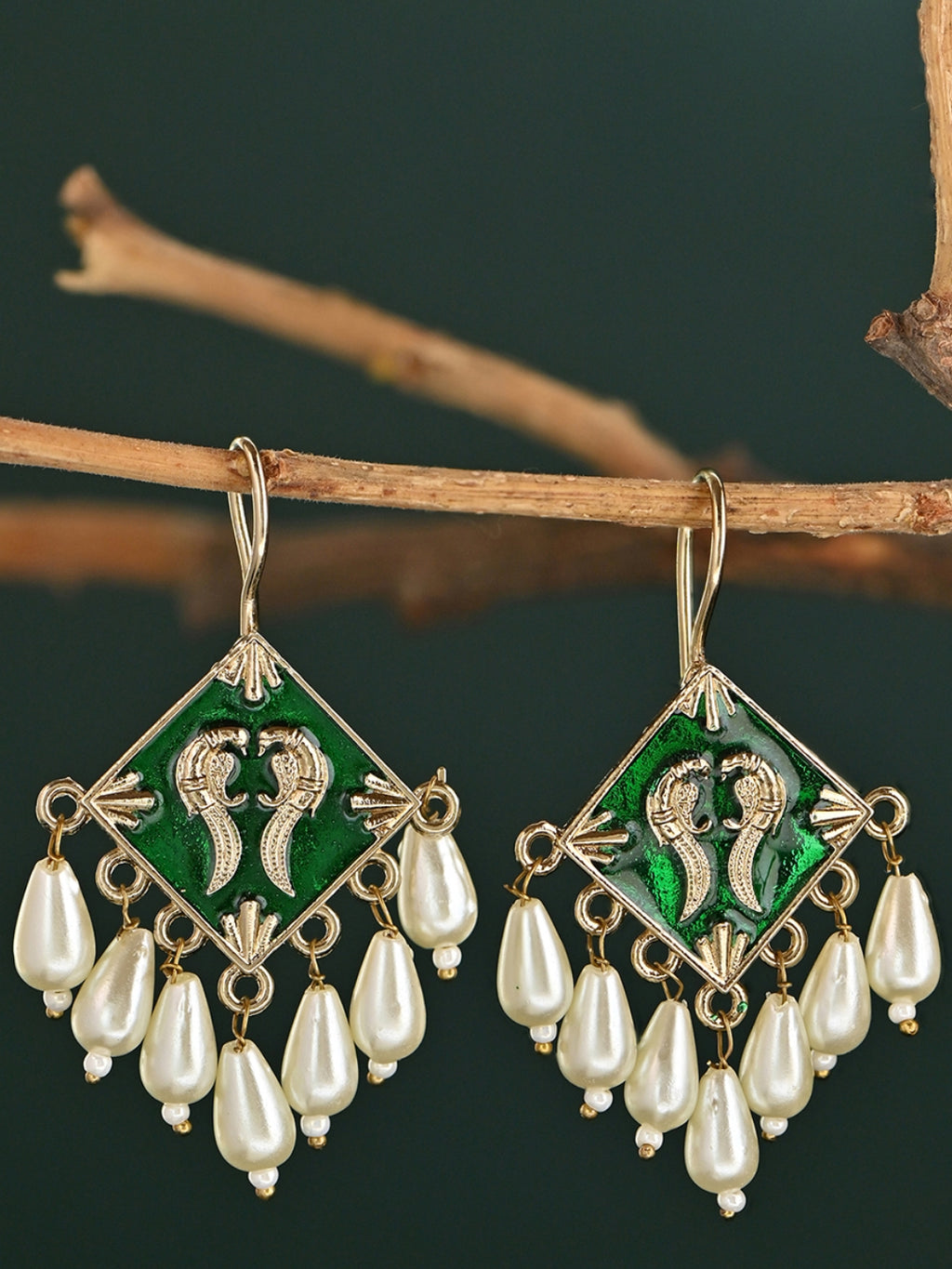 Rangrekha Meenakari Pearl Drops