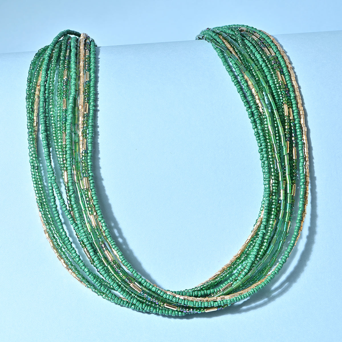 Emerald Tribe Gold Multistrand Choker