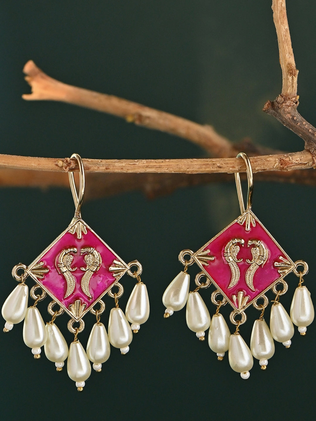 Rangrekha Meenakari Pearl Drops