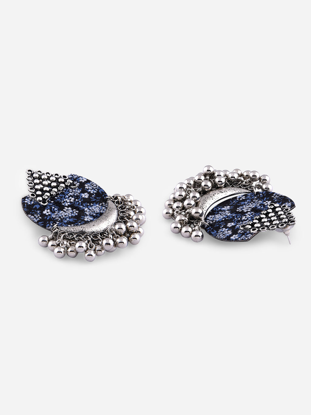 Opulent Azure Blue Ghungroo Floral Earrings