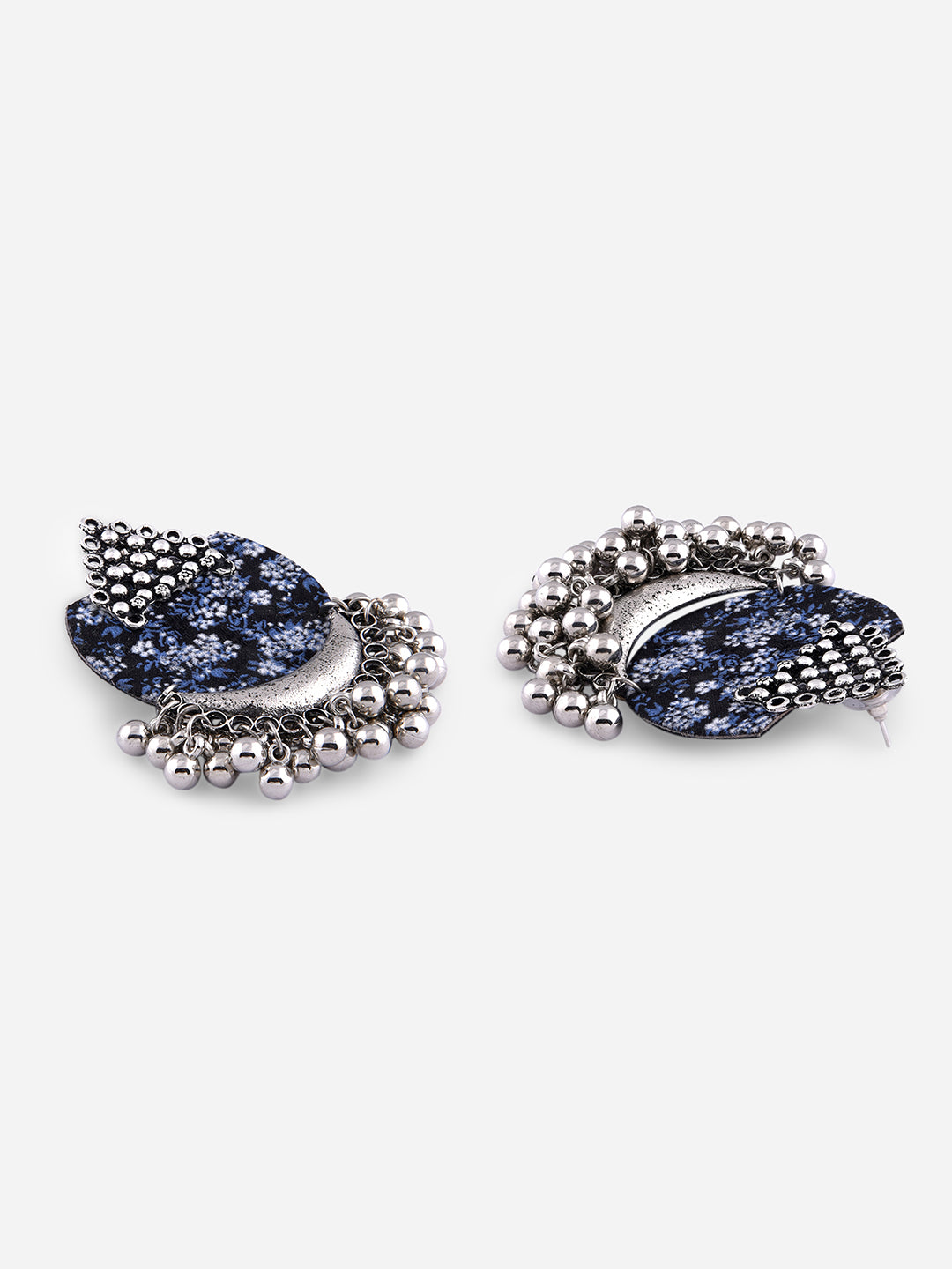 Opulent Azure Blue Ghungroo Floral Earrings