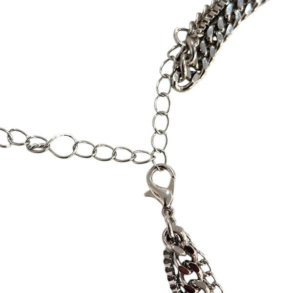 Stacked Silver Chains with Coin Charm for Men
