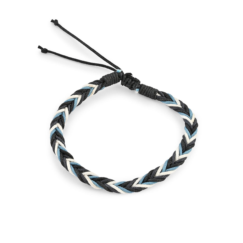 Ocean Blue Beaded & Braided Men's Bracelet Set of 4