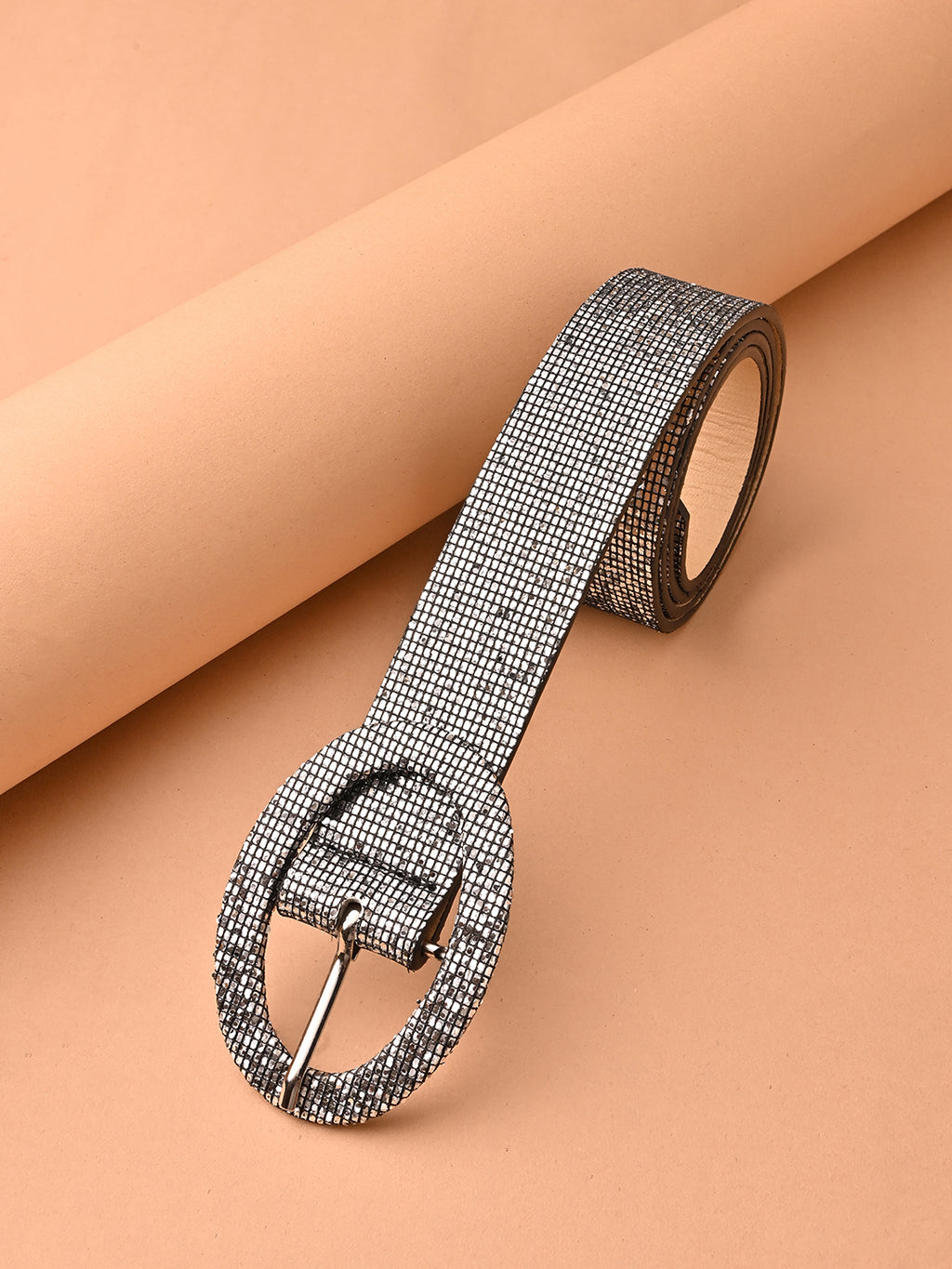 Solid PU Grey Interlock Belt