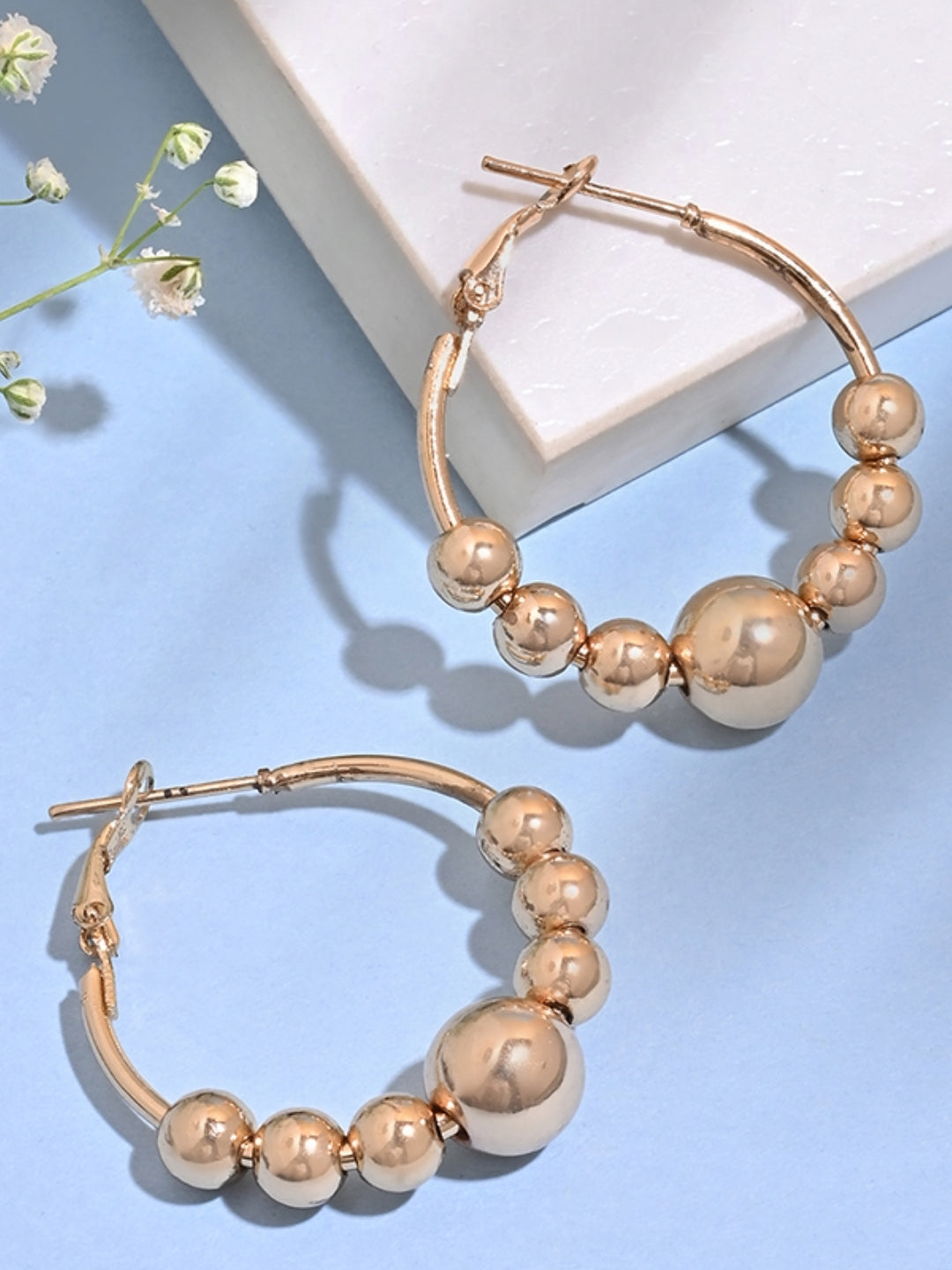 Lustrous Gold Pearl Hoop Earrings
