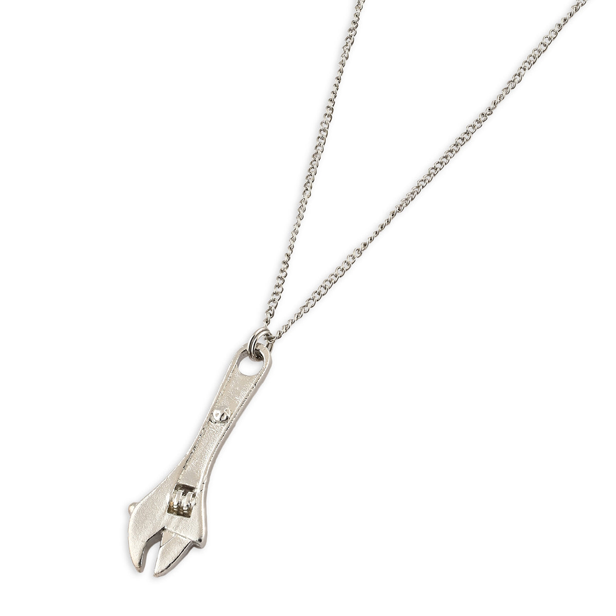 Men’s Silver-Tone Wrench Pendant Necklace