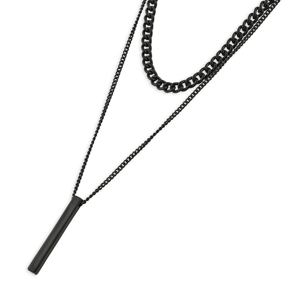 Men’s Black Layered Chain Necklace