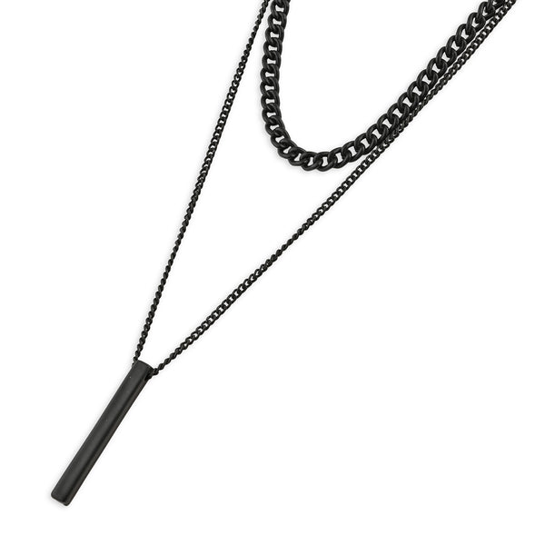 Men’s Black Layered Chain Necklace