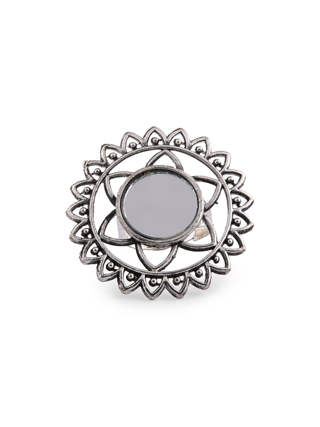Tribal Mirror Statement Adjustable Ring