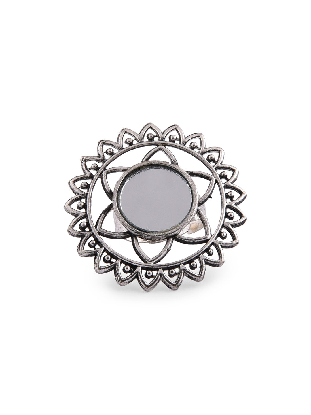 Tribal Mirror Statement Adjustable Ring