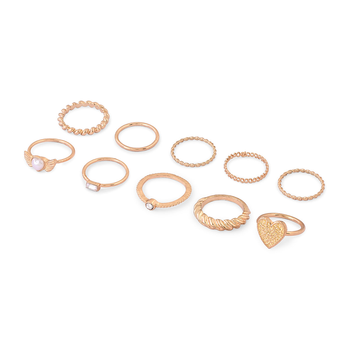 Gold Stacking & Statement Rings - Set of 6