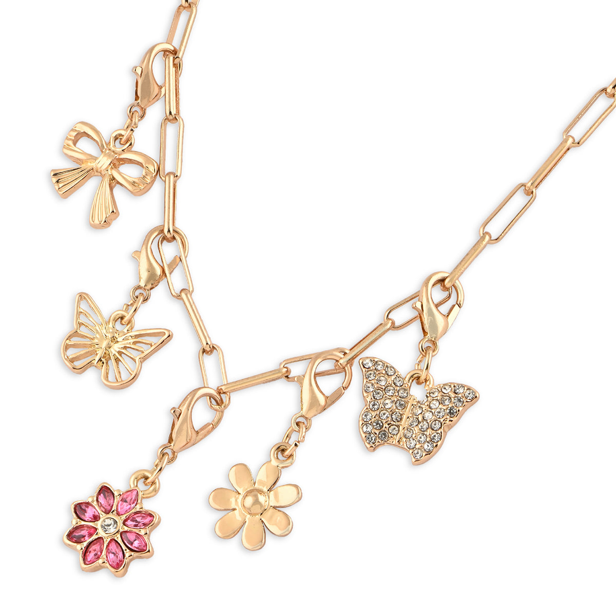 Butterfly, Bow & Floral Interchangable Multi-Charm Necklace