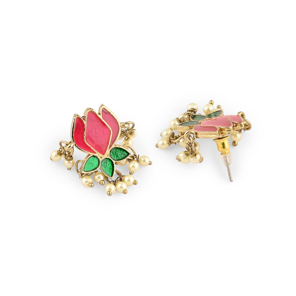 Hancrafted Festive Floral Studded Ethnic Earring
