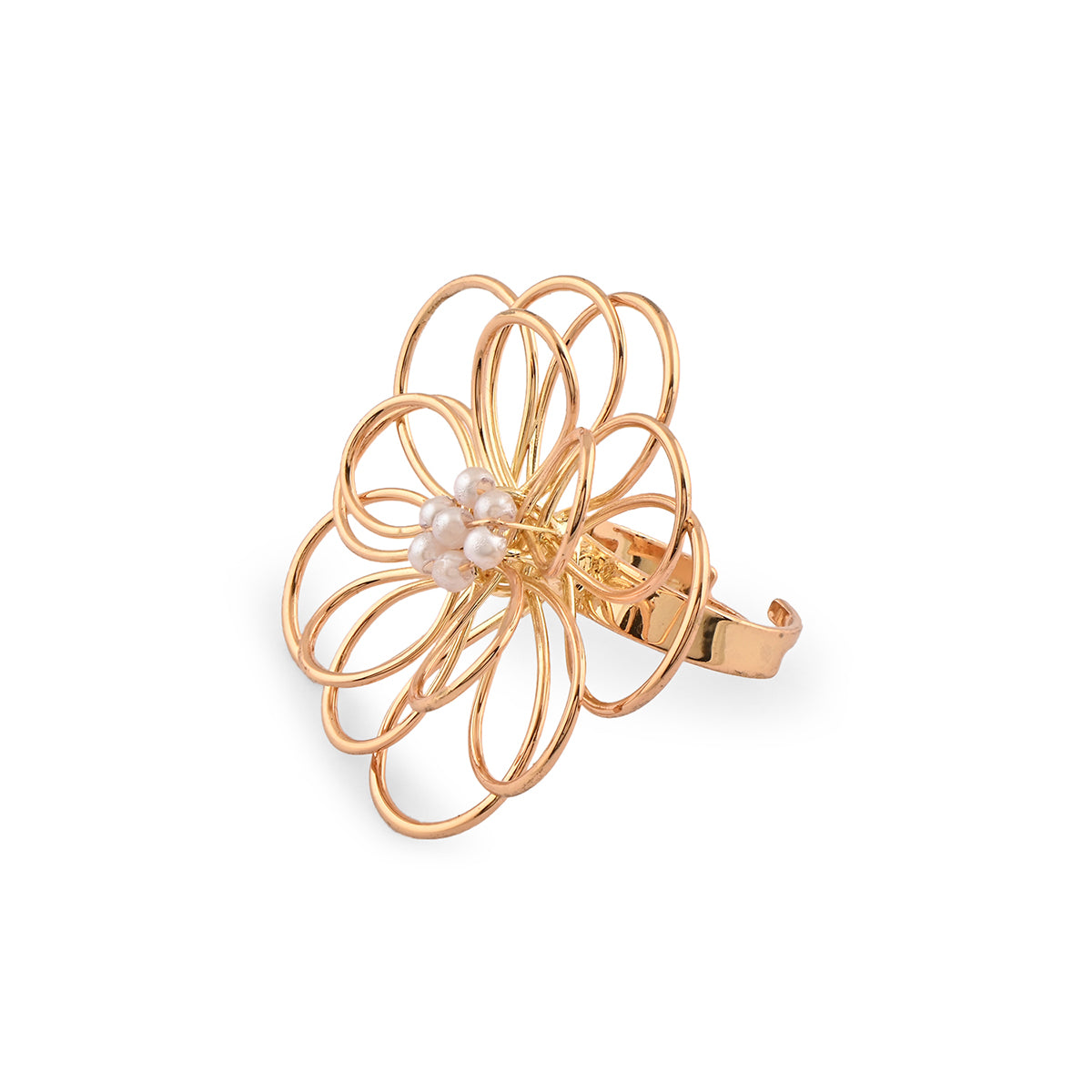 Golden Bloom Pearl Ring