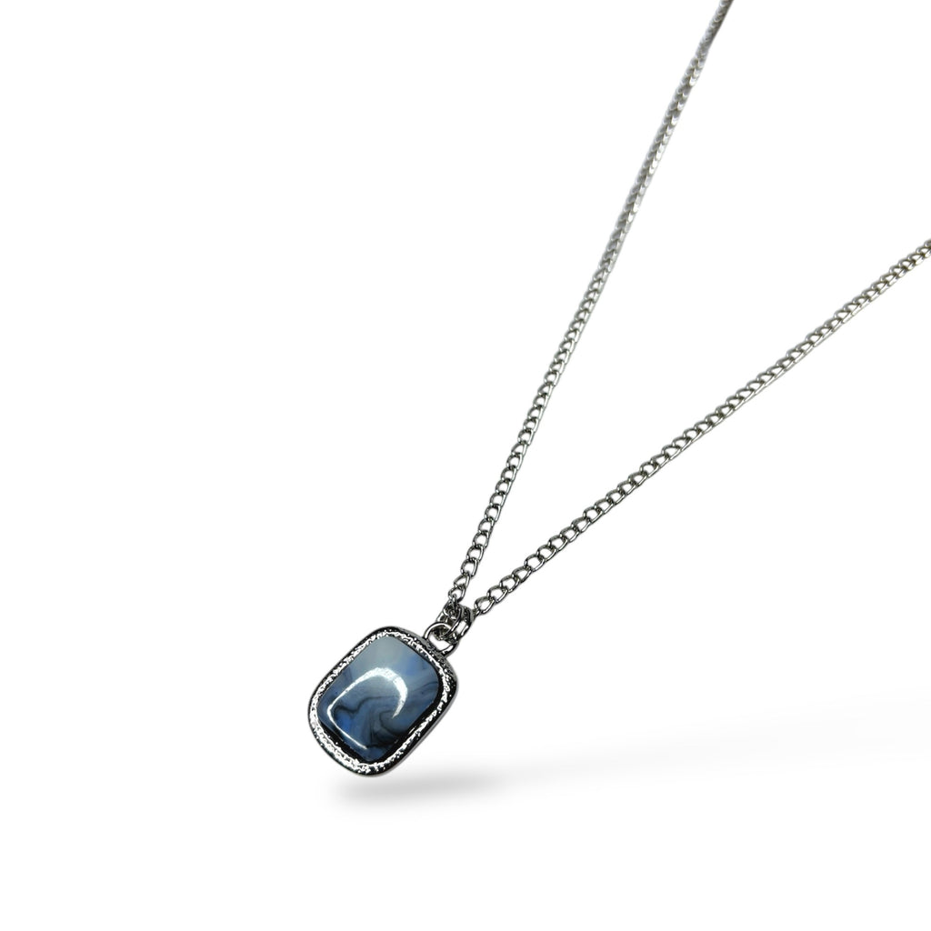 Urban Enamel-Detail Silver Pendant Necklace for Men