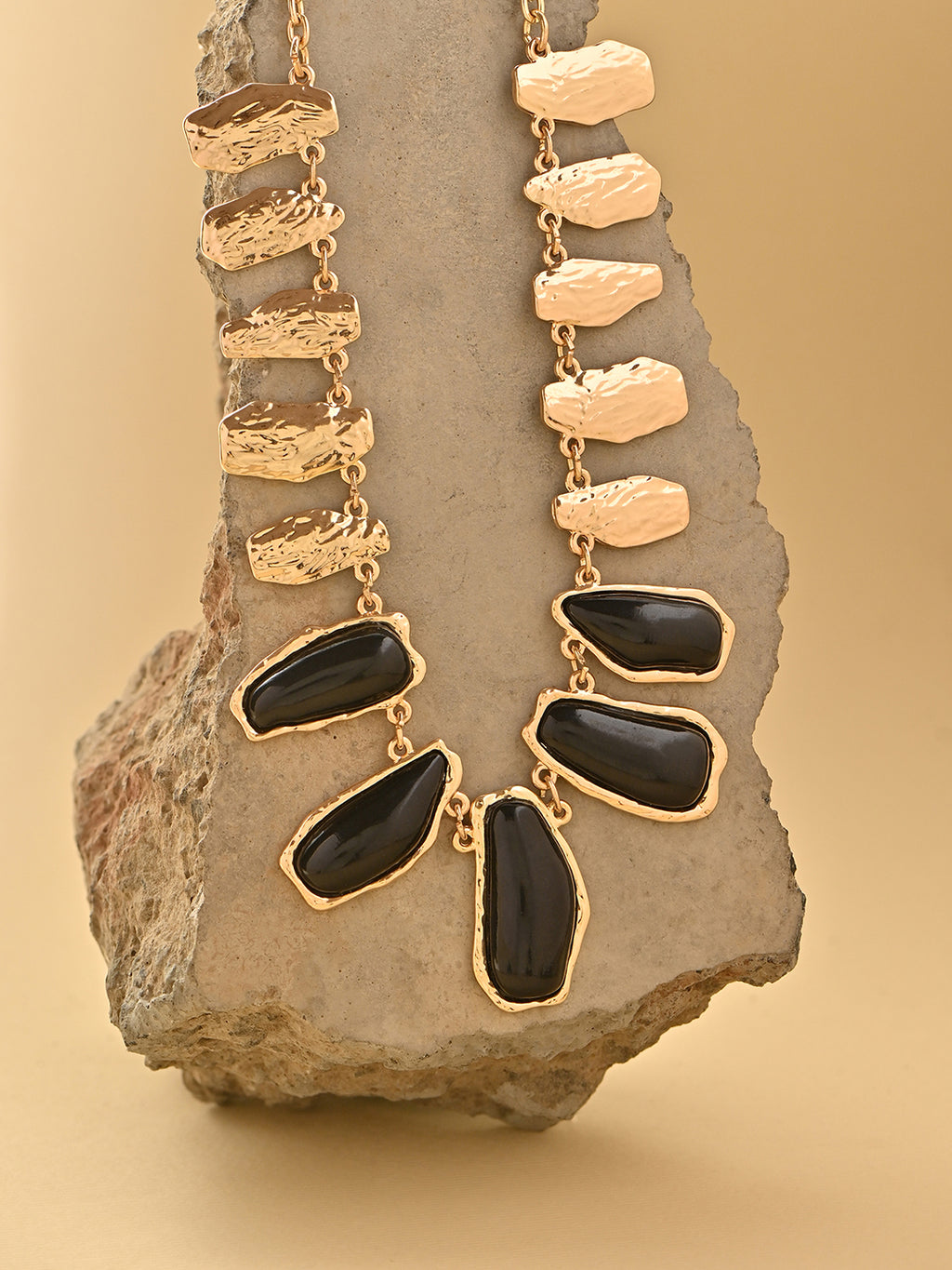 Obsidian Edge Black Stone Statement Necklace