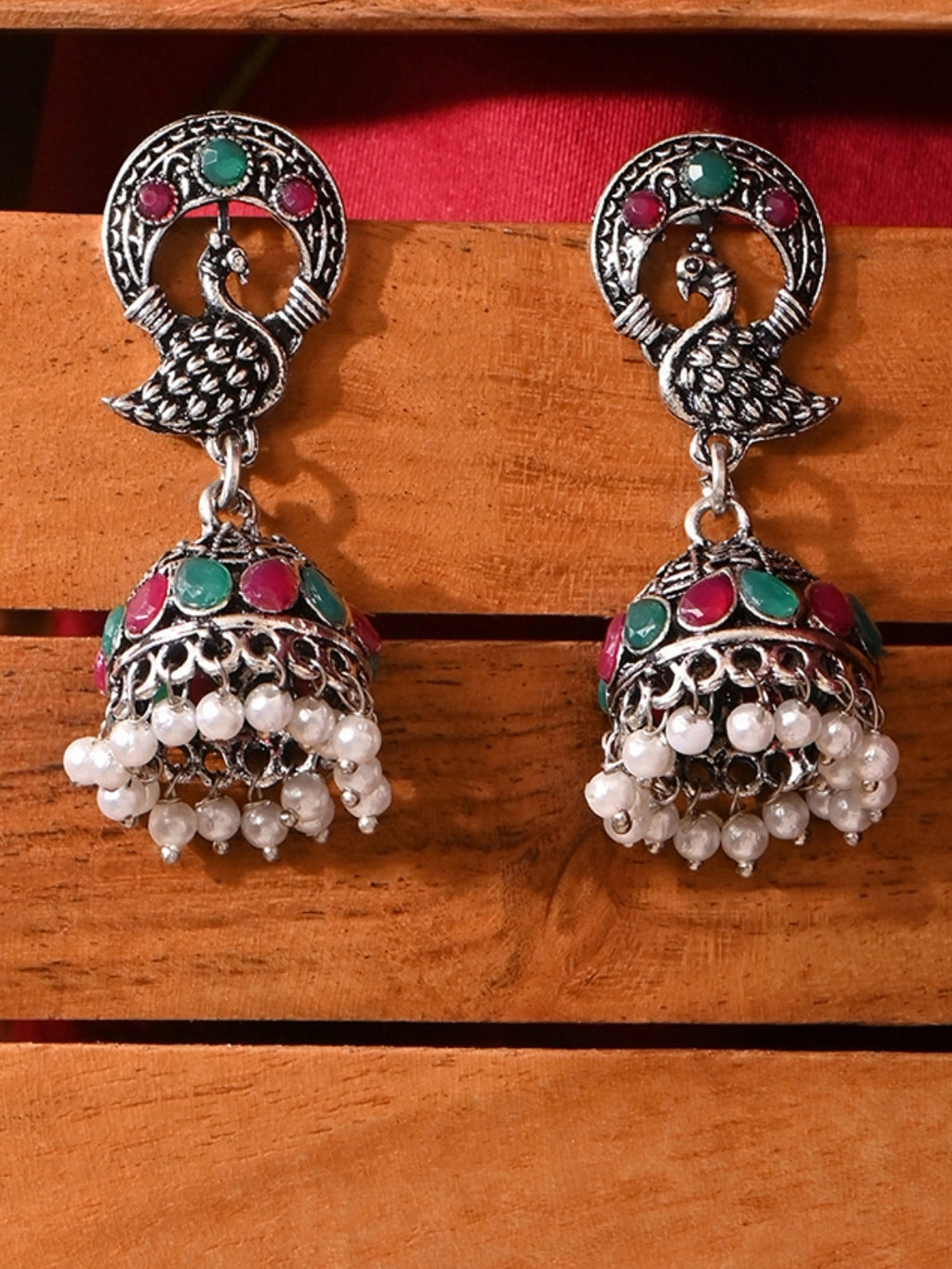 Patina Peacock Bells Drop Earrings