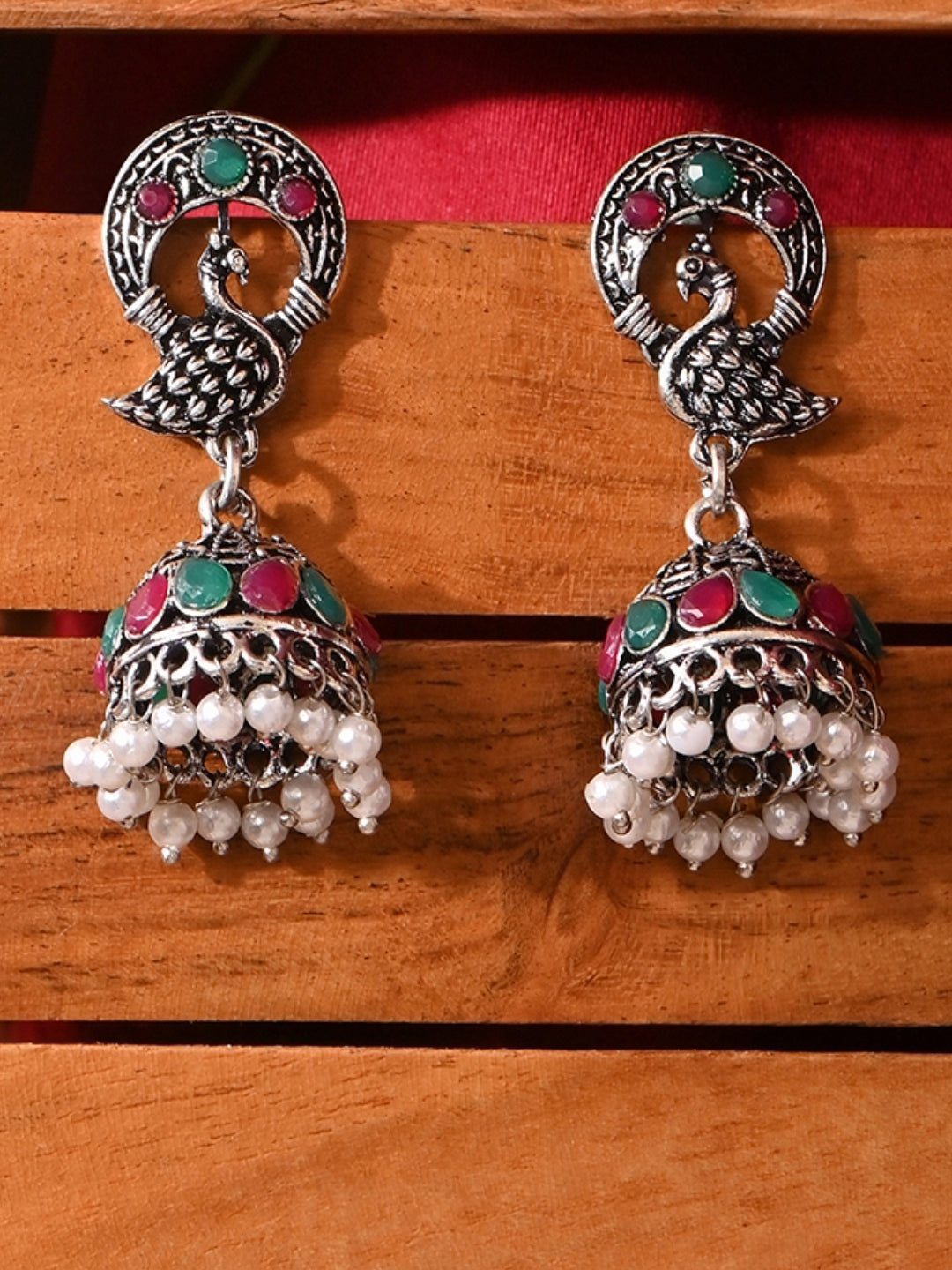 Patina Peacock Bells Drop Earrings