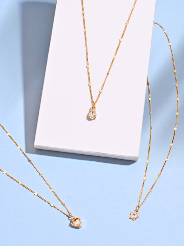 CZ Accent Gold 3 Layered Necklace