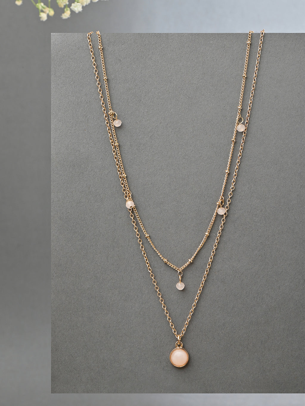 Blush Pearl Gold Layered Necklace