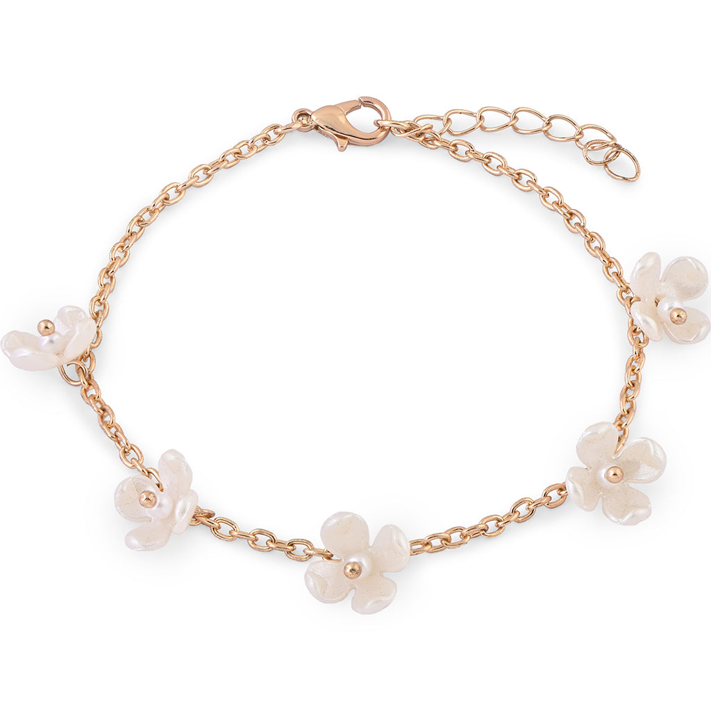 Golden Flower & Pearl Bracelet