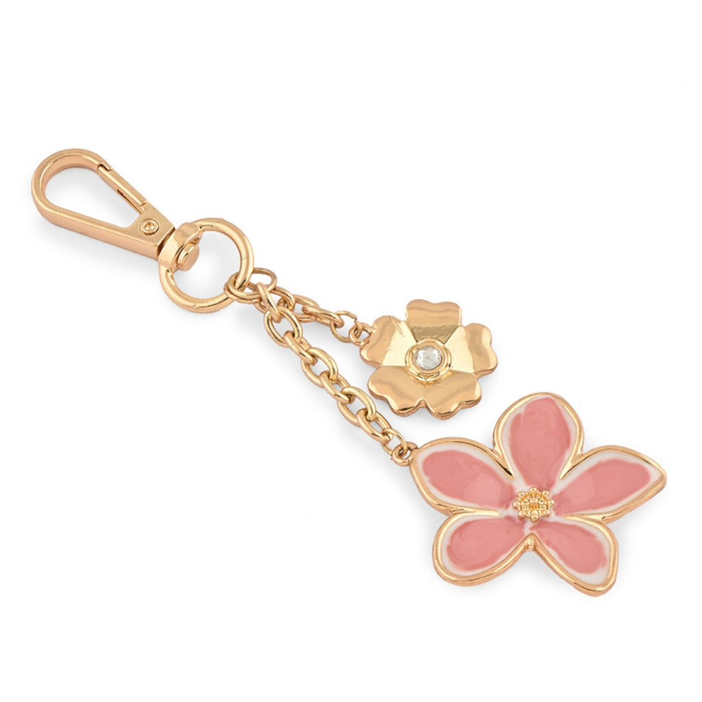 Pink Floral Enamel Bag Charm