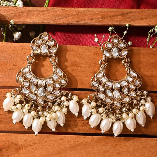 Kundan Kissed Pearl Chandbali Earrings