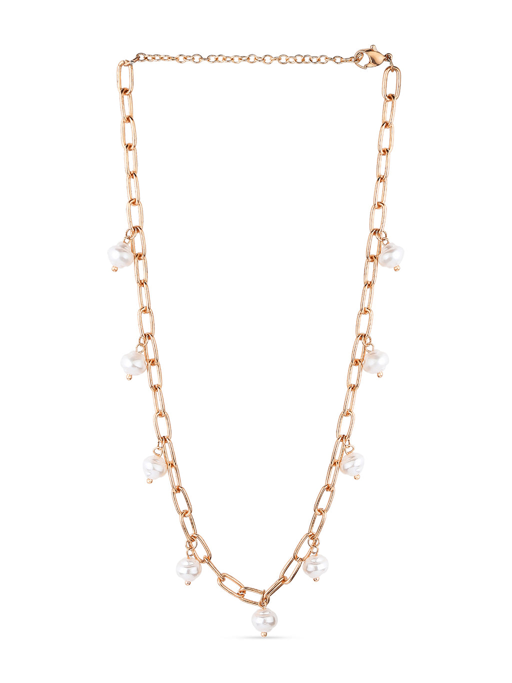 White Pearl Boom Link Necklace