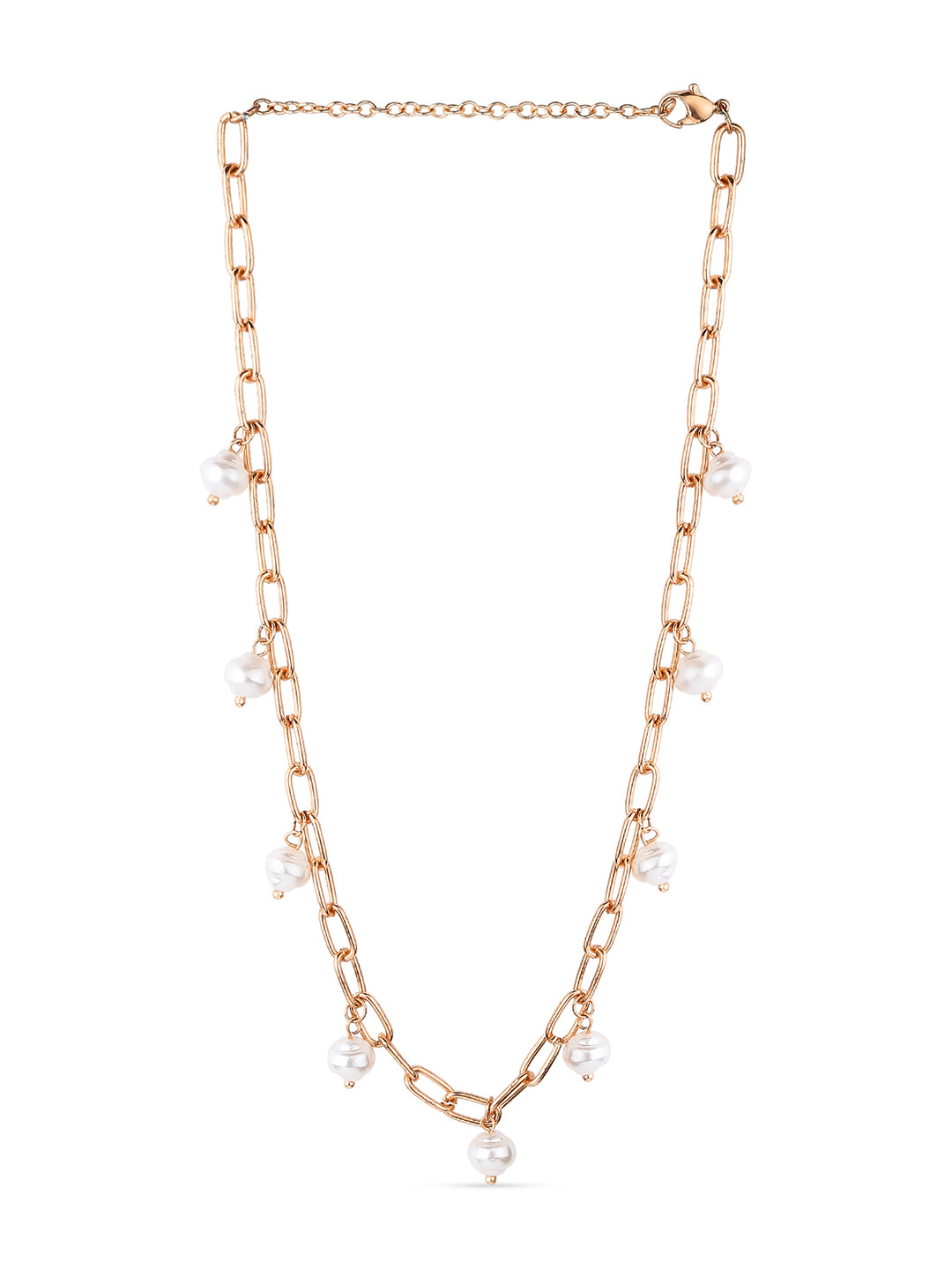 White Pearl Boom Link Necklace