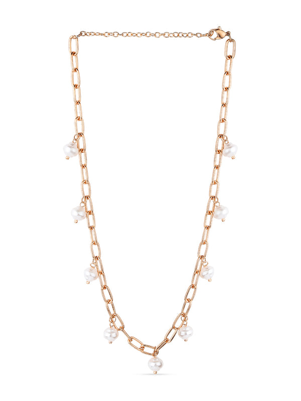 White Pearl Boom Link Necklace