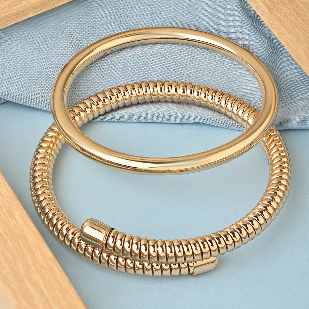 Double Up Gold-Plated Bangle-Style Bracelet