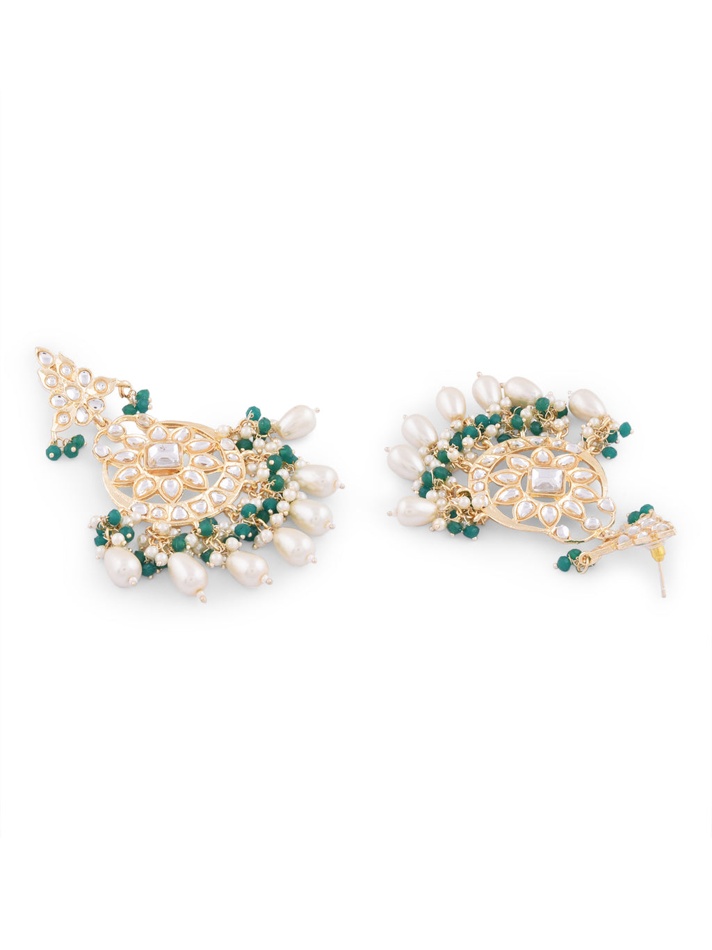 Fida Ethnic Indian Traditional Green Pearl kundan Chanbali Earring for women