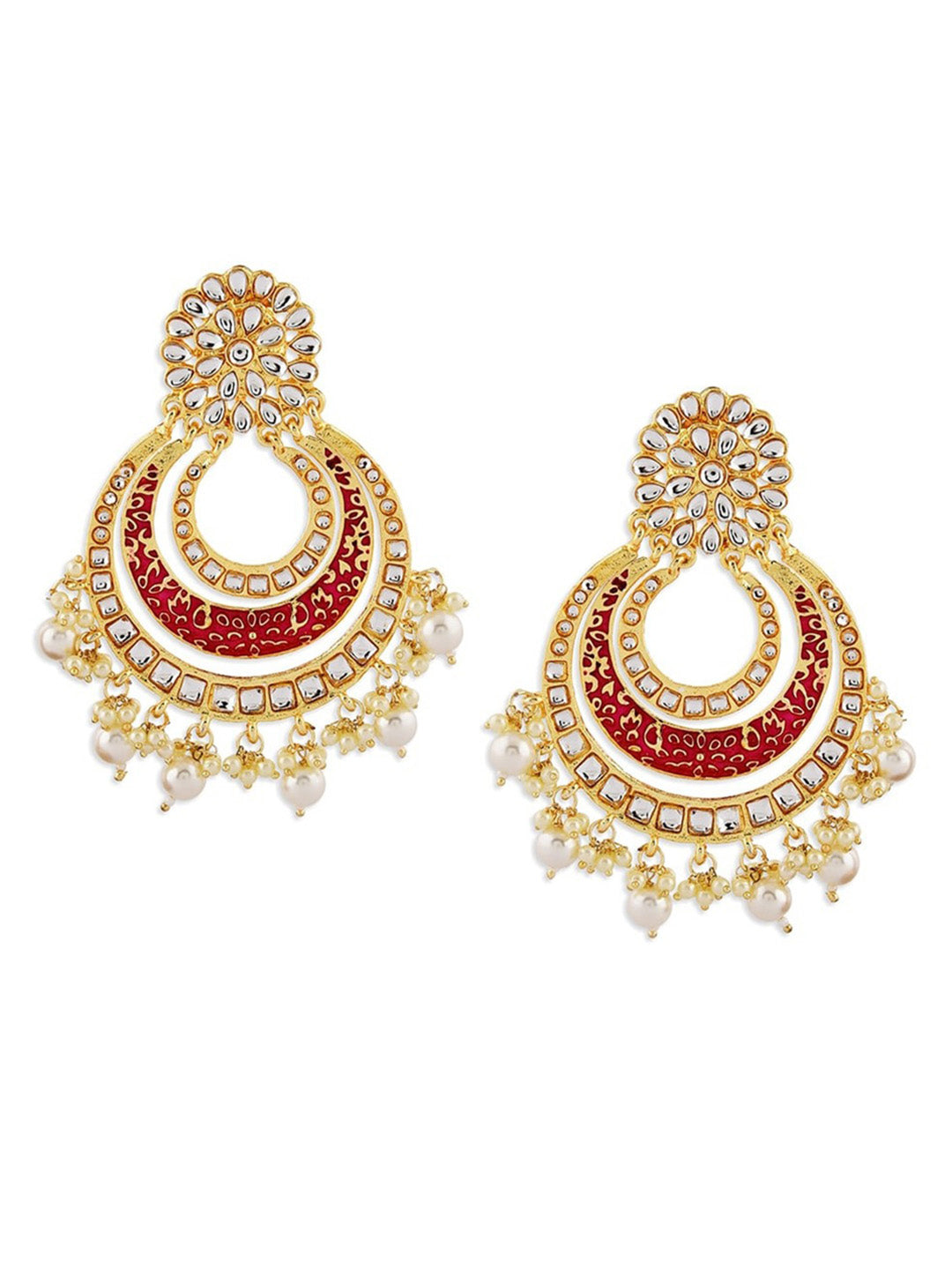 Auspicious Kundan Pink Chandbali Earrings