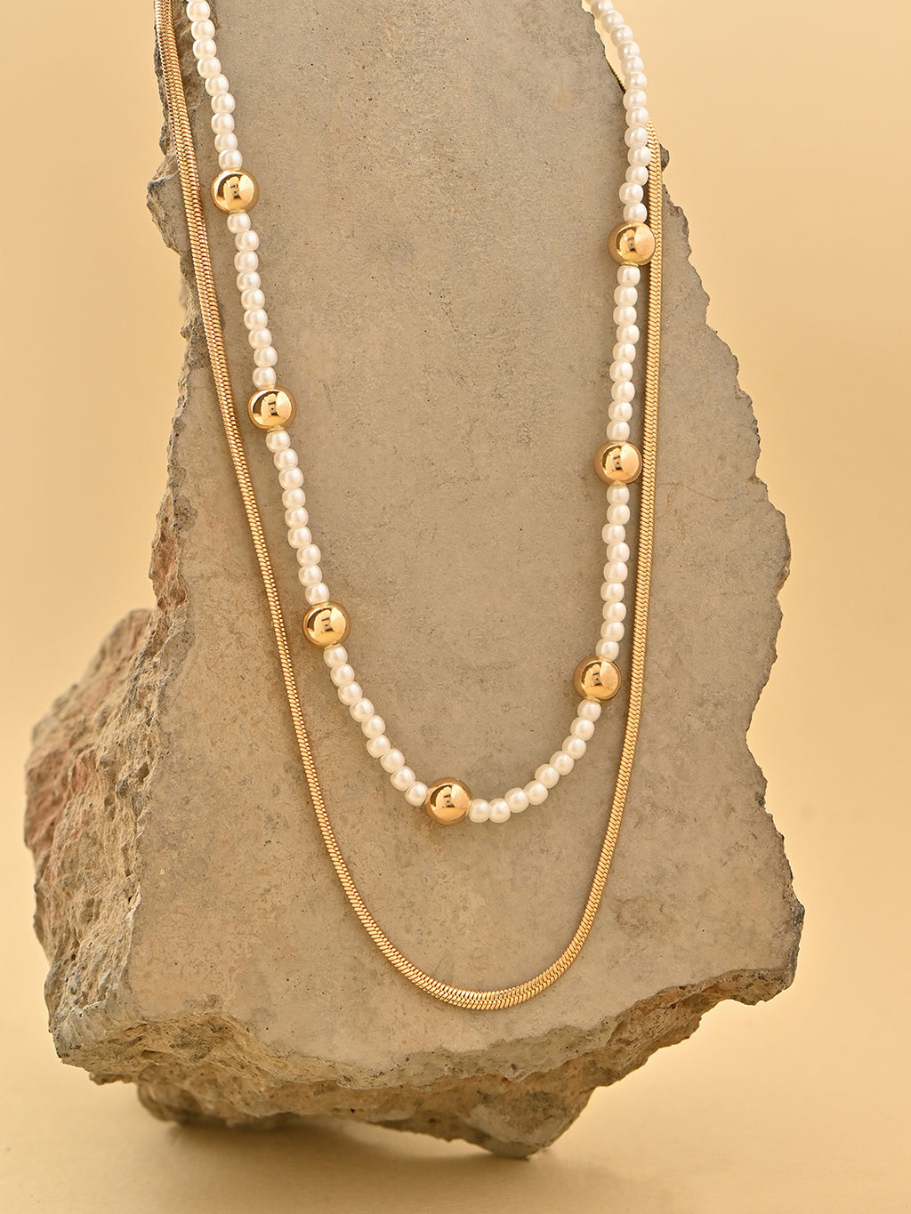 Ivory Drift White Beaded Layered Necklace