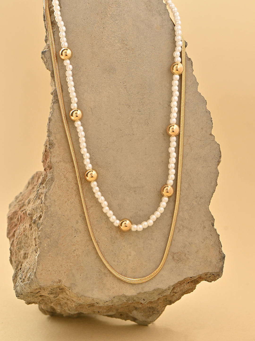 Ivory Drift White Beaded Layered Necklace