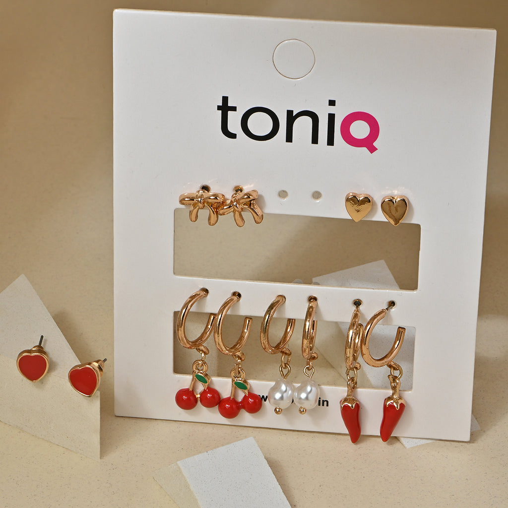 Playful Charm Hoop & Stud Earring Set of 3 Pairs