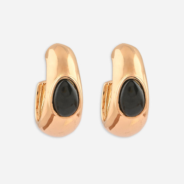 Black Accent Chunky Half Hoops