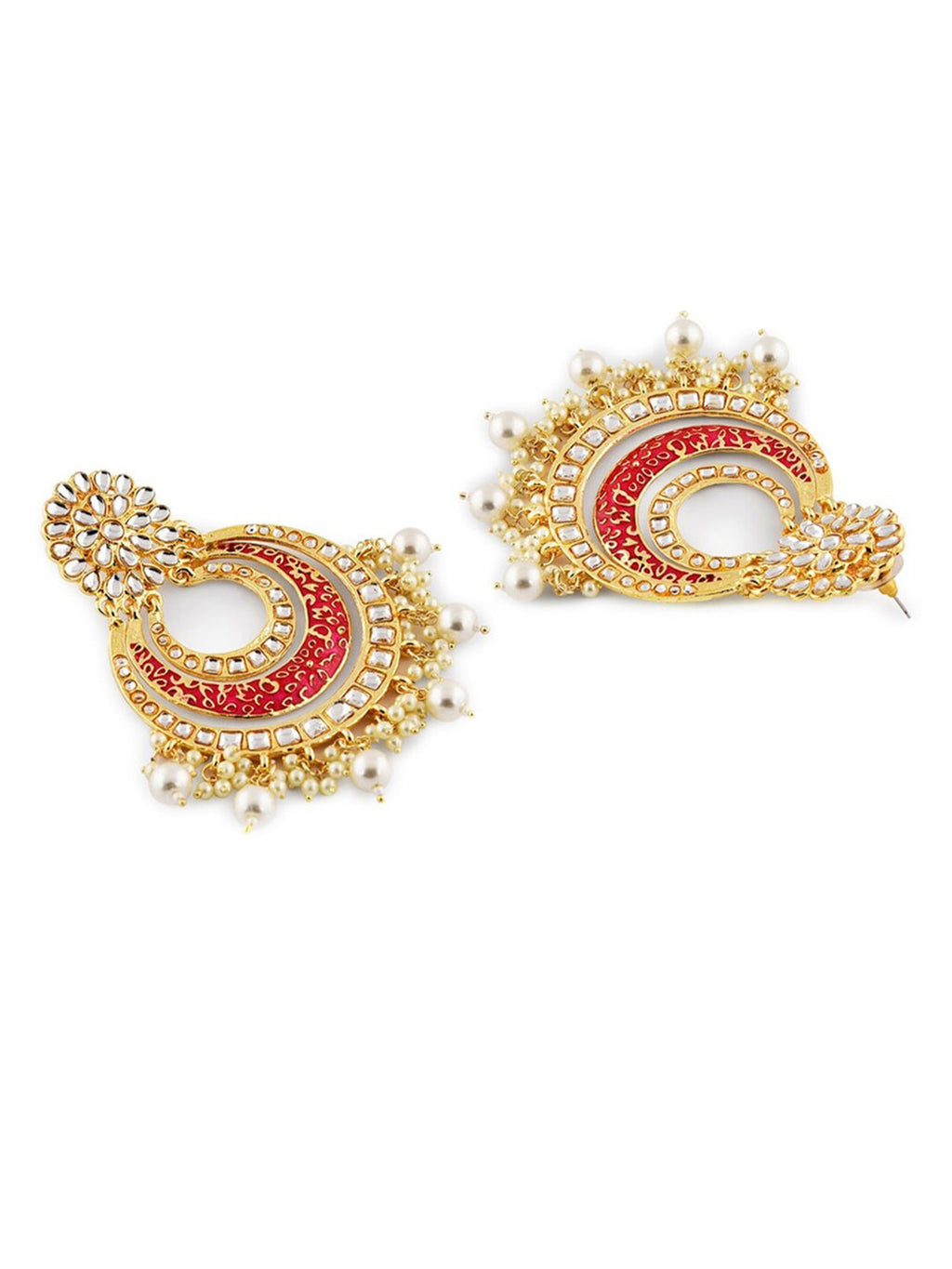Auspicious Kundan Pink Chandbali Earrings