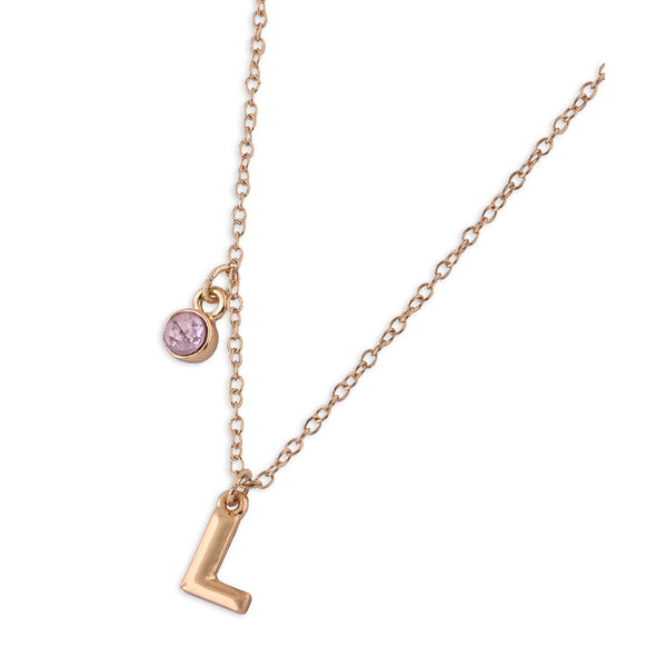 Personalised Initials & Birthstone Charms Necklace - L